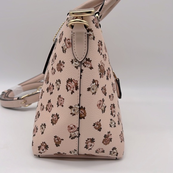 Coach Georgia Satchel Bag With Rose Print GOLD/BLUSH MULTI - Picture 4 of 15